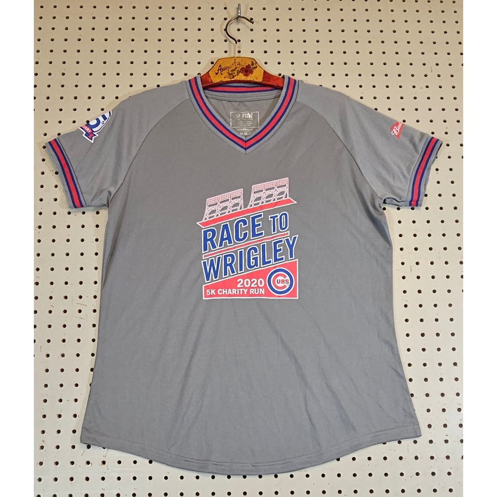 Chicago Cubs Race to Wrigley 2020 5K Charity Run Shirt Womens XL Gray